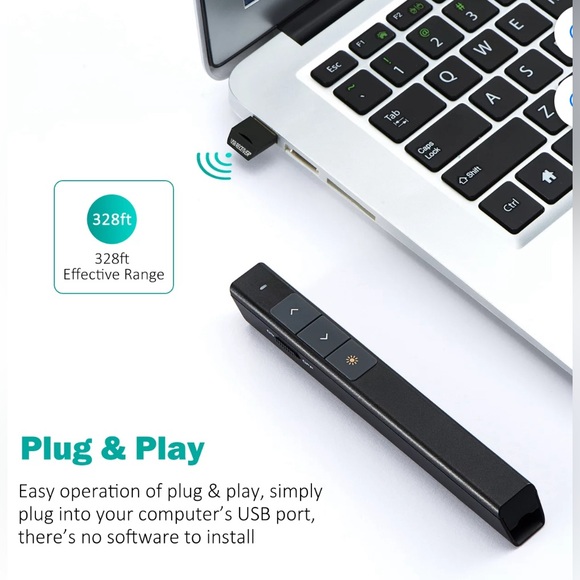 Victsing Wireless Presenter Remote Laser Pointer, 2.4 GHz Model: PC189A, 2 Piece - Picture 6 of 16